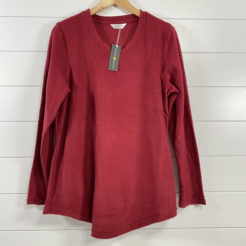 Kindred Bravely Womens Fleece Nursing & Maternity Pajama Shirt sz M Red NWT