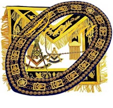 Masonic Past Master 100% Lambskin Apron Navy Blue & Chain Collar + Free Jewel