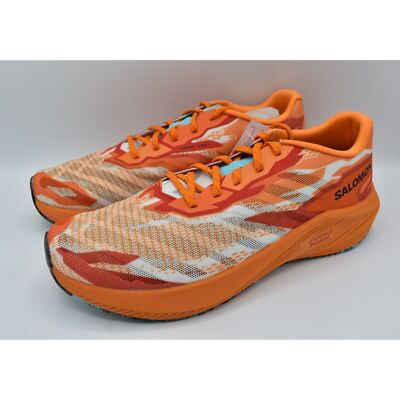 Salomon Mens Size 12 Aero Volt Tumeric Red Blue Road Running Shoes Sneakers
