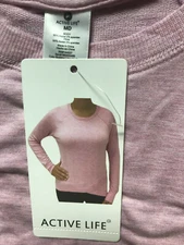 ACTIVE LIFE Women's Budding Lilac Sweater Heather Long Sleeve Sz M MSRP $74 (C)