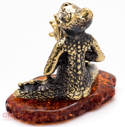 Solid Brass Amber Figurine of Yoga Frog Lotus Pose meditating Feng Shui IronWork - 第 5/8 張圖片