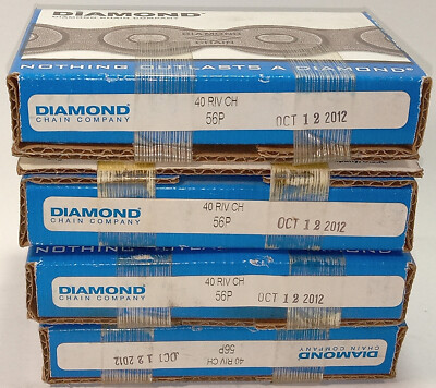 4 NEW BOXES 28'' DIAMOND CHAIN 40 RIV CH 56P ROLLER CHAIN NIB ***MAKE OFFER***