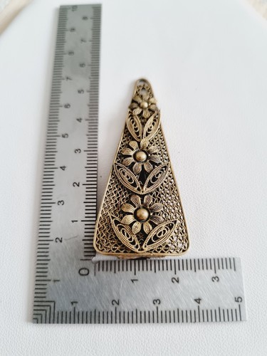 ANCIENNE BROCHE CLIP FOULARD FILIGRANE 5 cm Sur 1,8 cm - Foto 8 di 8