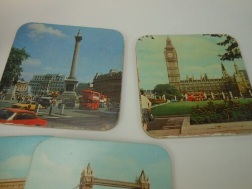 Vintage London Untersetzer Set mit Bildern Big Ben Queens Guard Bridge Halter Ständer - Bild 10 von 10