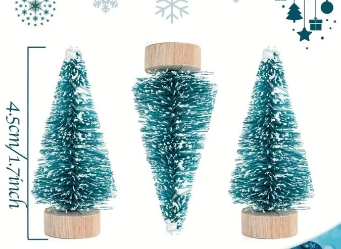 10x Miniature Christmas Tree with Wooden Base or Holly and Berries - Image 3 of 4