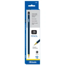 BAZIC #2B Premium Wood Pencil, Blue, 12 Per Pack Writing, Drawing and Sketching
