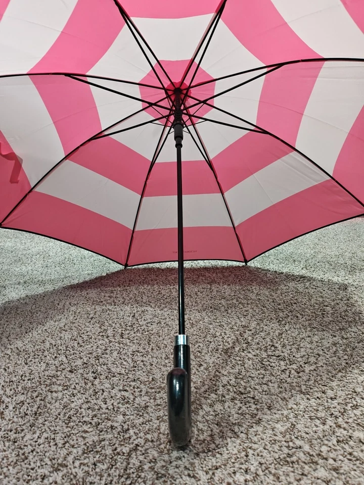 Paraguas Victoria's Secret Sombrilla Icónica Firma Rosa Blanco Negro Rayas Nuevo Foto 4 de 4
