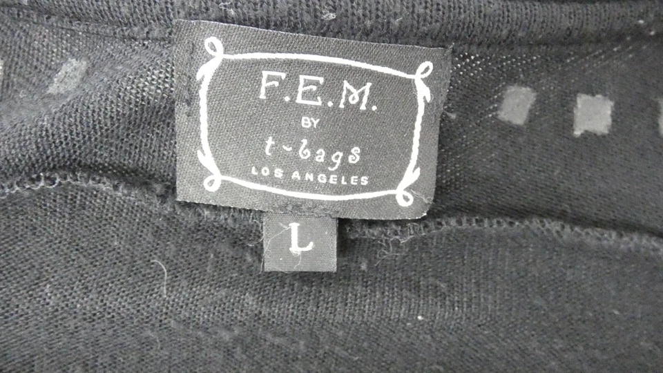 Blusa T Bags Los Angeles Jersey Negra Tachonada Tejido Fino Cuello en V Holgada Talla L Foto 4 de 4