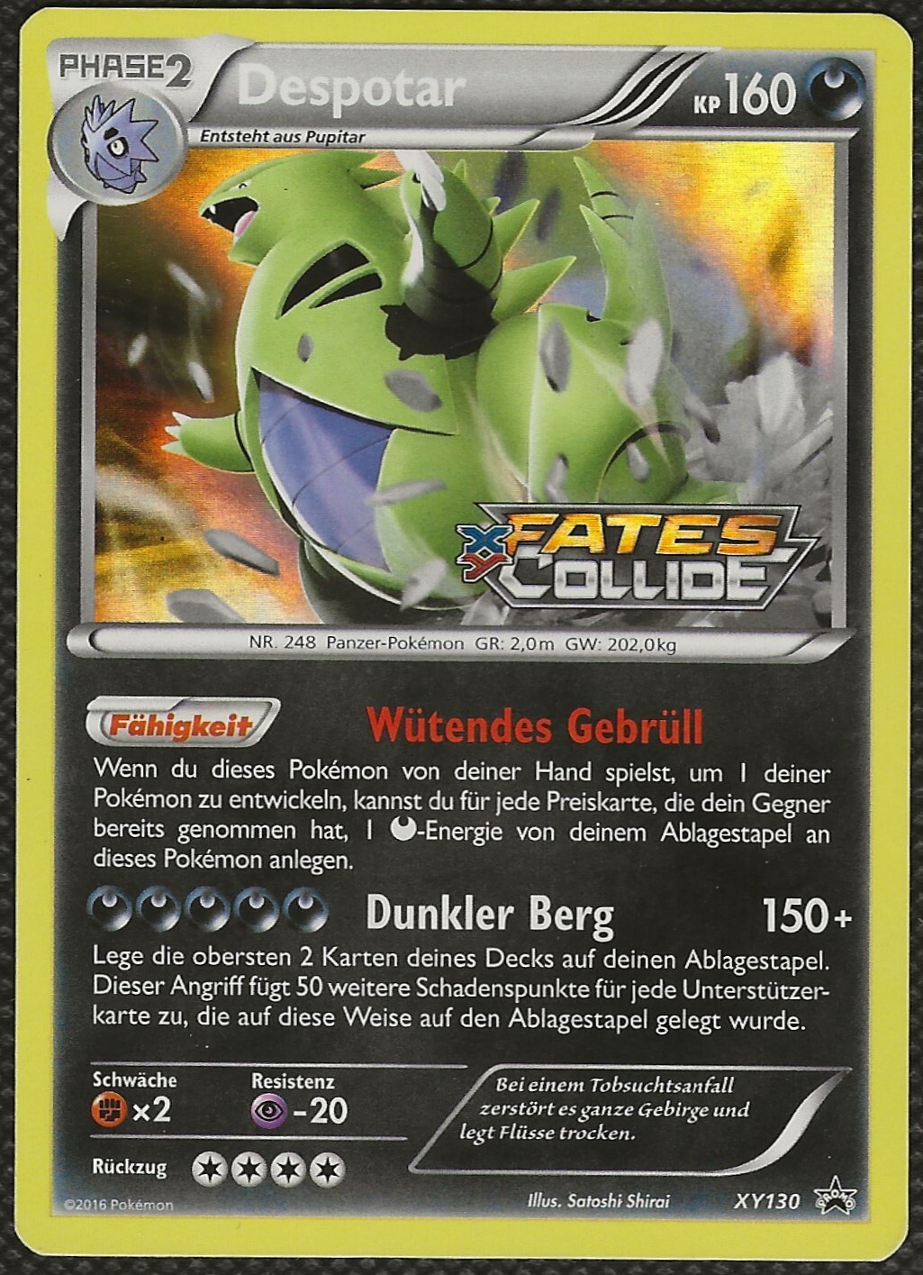 Pokemon DESPOTAR XY130 Fates Collide Prerelease Promo Tyranitar German DE NM/Ex