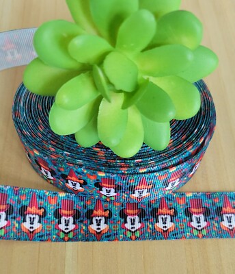 7/8 Inch (1 YD) Disney Mickey Mouse Halloween Grosgrain Ribbon  Pumpkin Hair Bow