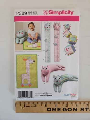 Simplicity 2389 Sewing Pattern Pillow Mat Grow Chart & Toys for Baby UC FF