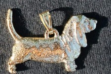 Basset Hound Dog 24K Gold Plated Pewter Pendant Jewelry USA Made