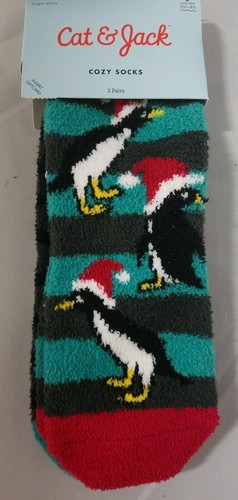 Lot of 5 = 10 Pairs Cat & Jack Girls 2pk Winter Penguin Ornaments Socks Holiday - Picture 5 of 9