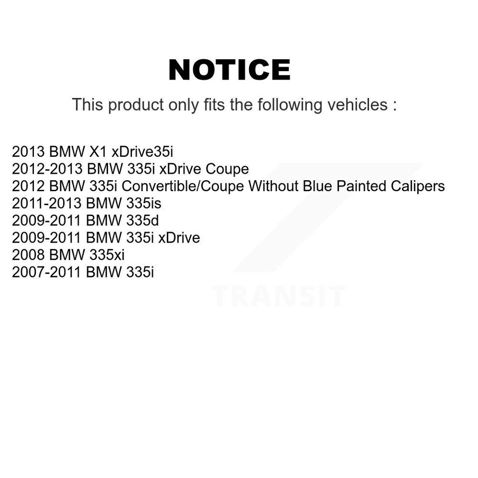 Front Rear Semi-Metallic Pad Brake Rotors Kit For BMW 335i xDrive X1 335xi 335is - Image 2 of 4