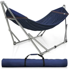 Tranquillo Adjustable Collapsible Hammock with Stand Stainless Steel, Aegean