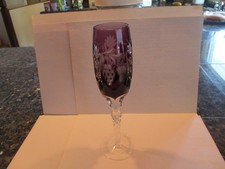 Vintage Cut Glass Purple Cut to Clear Bohemian Wine Glass