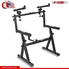 5Core Piano Keyboard Stand Z Style Heavy Duty 2 Tier Stands w Adjustable Arm