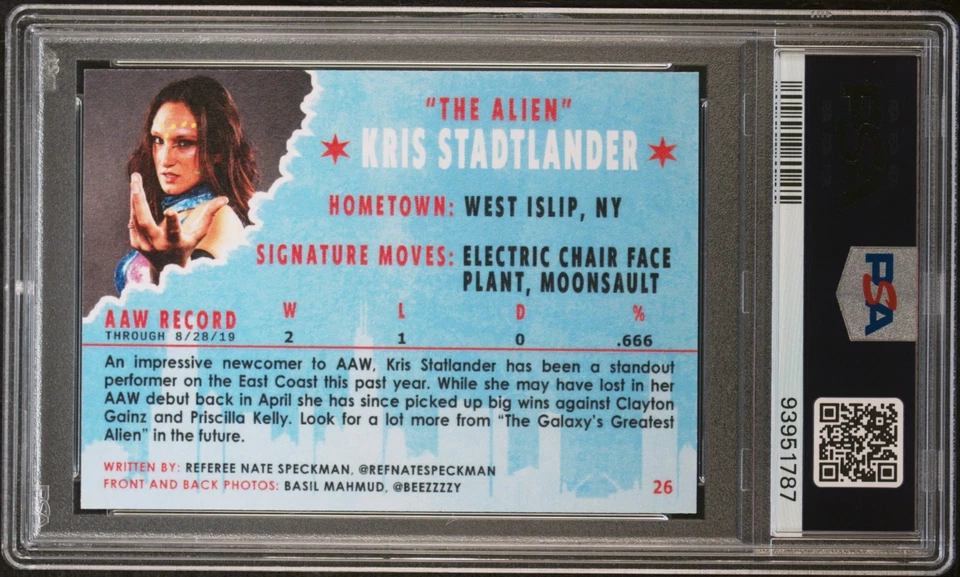 Kris Statlander 2019 AAW Jim Lynam Memorial Tournament #26 RC PSA 10 Gem Mint - Image 2 of 3