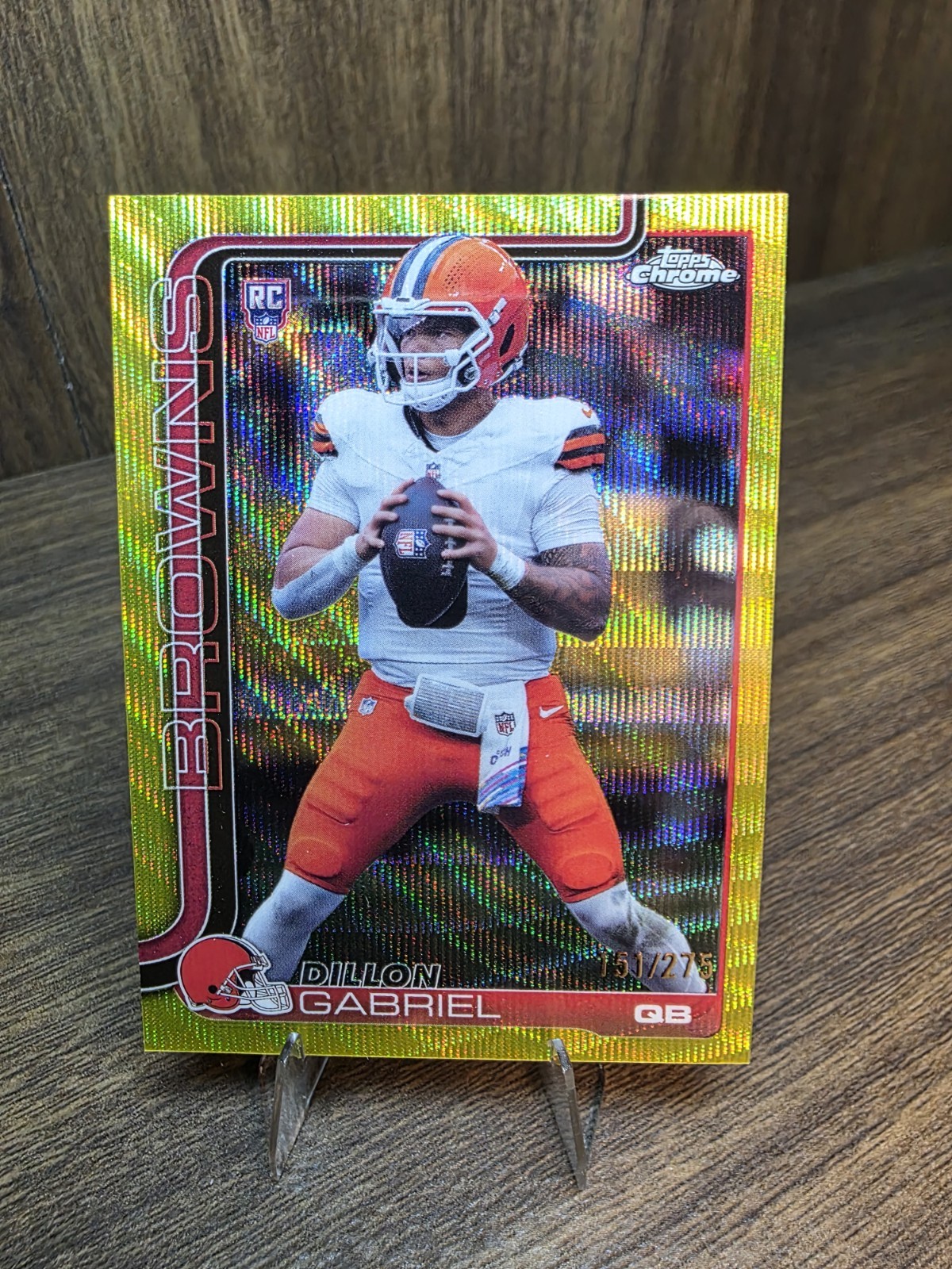 2025 Topps Chrome Browns Dillon Gabriel Rookie #317 Yellow Wave Refractor /275