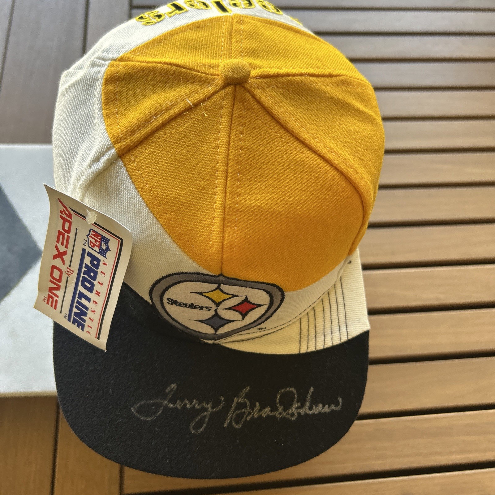 VTG 90s Apex One Pro Line Steelers SIGNED TERRY BRADSHAW Snapback Rare Hat Cap