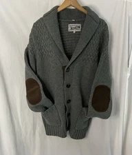 VTG Schott Bros Wool Blend Cardigan sweater corduroy accents button down Medium