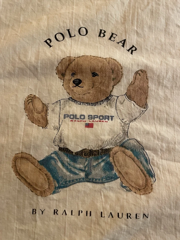 Juego de 2 fundas de almohada estándar vintage difíciles de encontrar Ralph Lauren Polo Bear Plus Bonus RARO Foto 2 de 4