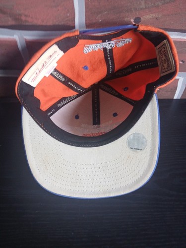 De Colección Mitchell & Ness Madera Dura New York Knicks Azul/Naranja Snapback Gorra Gorra - Imagen 7 de 9