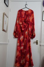 Elegant Red Floral Long Sleeve Maxi Dress