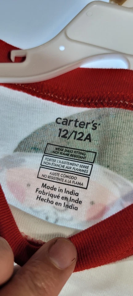 Carter's Conjunto Pijama Niños Algodón Navidad Blanco Talla 12 Papa Noel Foto 3 de 4