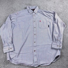 Ariat Shirt Mens Extra Large Blue Red FR Flame Resistant CAT 2 Button Up Work