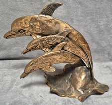 Rare Et Grande  Sculpture Bronze Signé Lohe Animalier Dauphin 