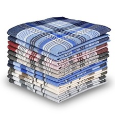 Mens Handkerchiefs Cotton Classic Check Pocket Square Large 16 Inch 12 PCS