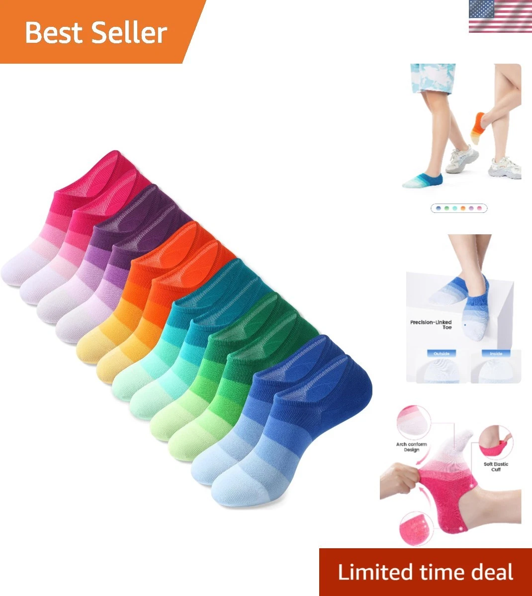 No Show Ankle Socks for Men & Women - Anti-Slid, Breathable Comfort in 6 Colors