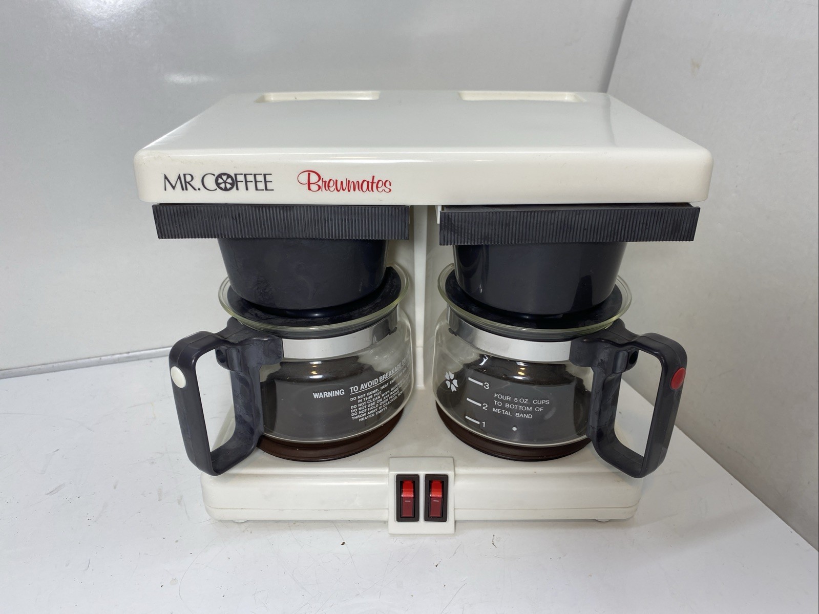 Vintage Mr Coffee Brewmates JR-44 Dual Brewer 4 Cup 2 Carafe Tested Works