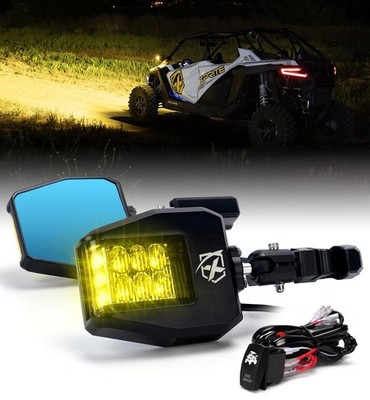 Mirrors Side Aluminum Amber LED Spot Light 1.75-2 Roll Cage Xprite UTV 2025
