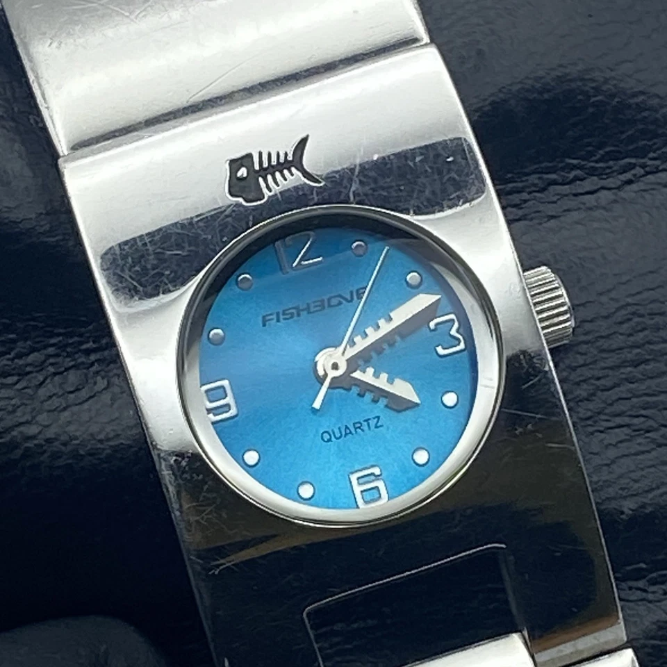 Reloj de cuarzo 22 mm Fishbone Japón esfera azul damas piezas no probadas/reparación Foto 2 de 4