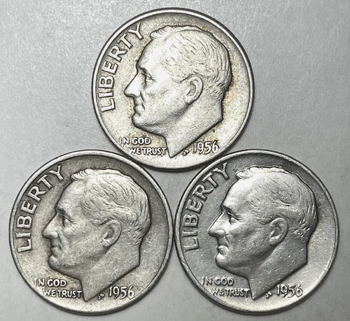 Photo of a 1956-D Roosevelt Dime from an eBay listing that sold on Jul 17, 2026