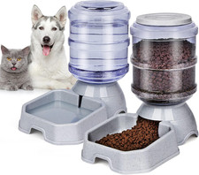 Pet Feeder and Water Food Dispenser Automatic for Dogs Cats, 100 Bpa-Free, Grav