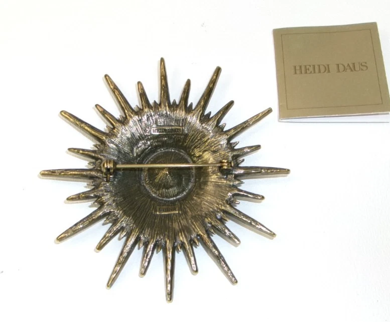 Heidi Daus Pave Crystals & Black Stone Starburst Brooch Pin - Image 3 of 3