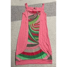 Skunkfunk Sleeveless Shift Dress Womens Size 2 Pink Green Laka S23SWDR013 RAX-PX