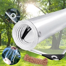 Clear Tarp with Grommets, Transparent Heavy Duty Water Resistant Tarp Cover w...