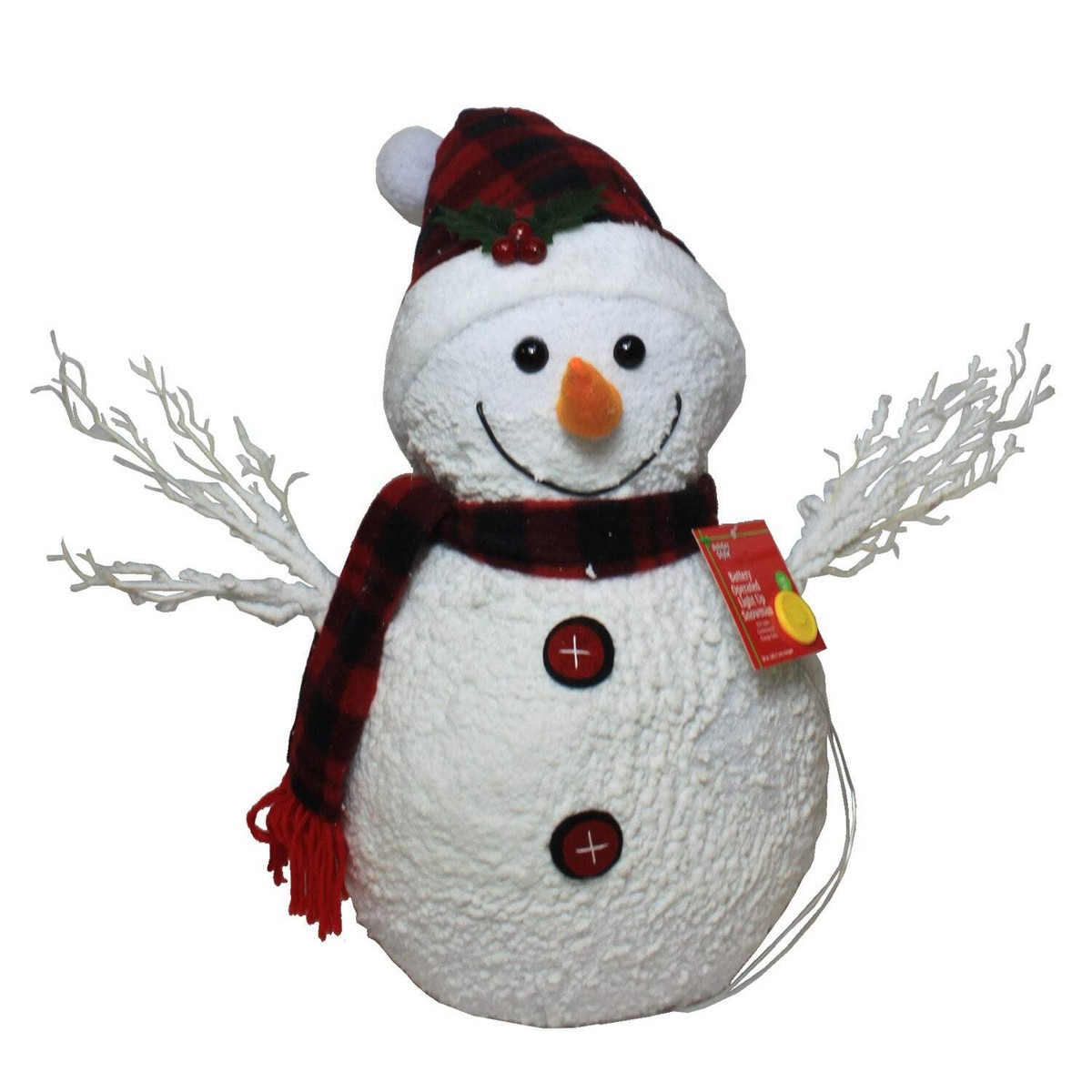 20664 - 18 Inch Illuminated Snowman with Plaid Design for