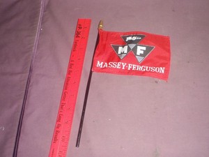 Massey Ferguson tractor? desk flag vtg., 4"X5 1/2"/Adv. Premium  on wood pole
