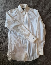 Men&rsquo;s J.CREW Cotton White Thompson Pleated Tuxedo French Cuff Dress Shirt ~14.5
