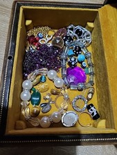 Vintage Jewellery Box Set Job Lot Rings Bracelets Earrings Necklace Charms Etc