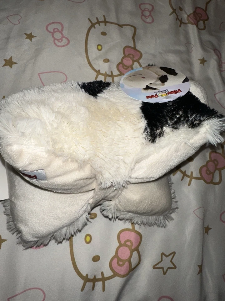 Pillow Pets Peewees Cozy Cow with Tags Stuffed Animal Plush Small Black White - Image 2 of 3