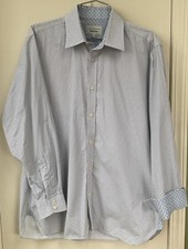 Ted Baker London Mens Blue Endurance Shirt Size 16 32/33 Button Up Flip Cuff
