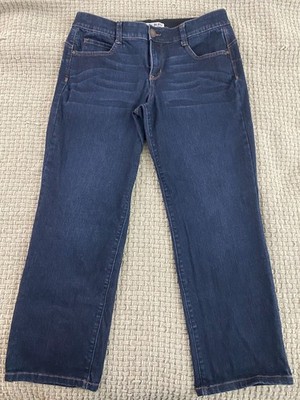 Code Bleu Wide Leg Mid Rise Stretch Crop Womens Jeans Dark Blue Size 16