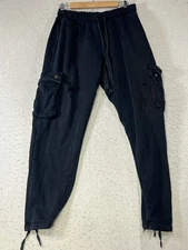 YoungLA Sweatpants Mens Large Black Cargo Joggers Distressed See All Pics