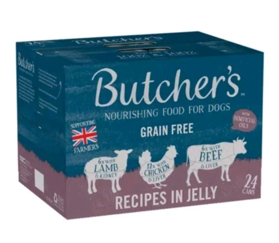 Butcher's Recipes in Jelly Dog Food Tins Variety Pack 24x400g - Free Postage!